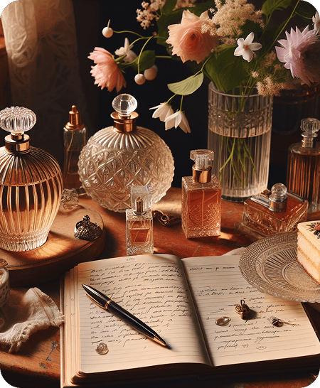 image of model spraying perfume